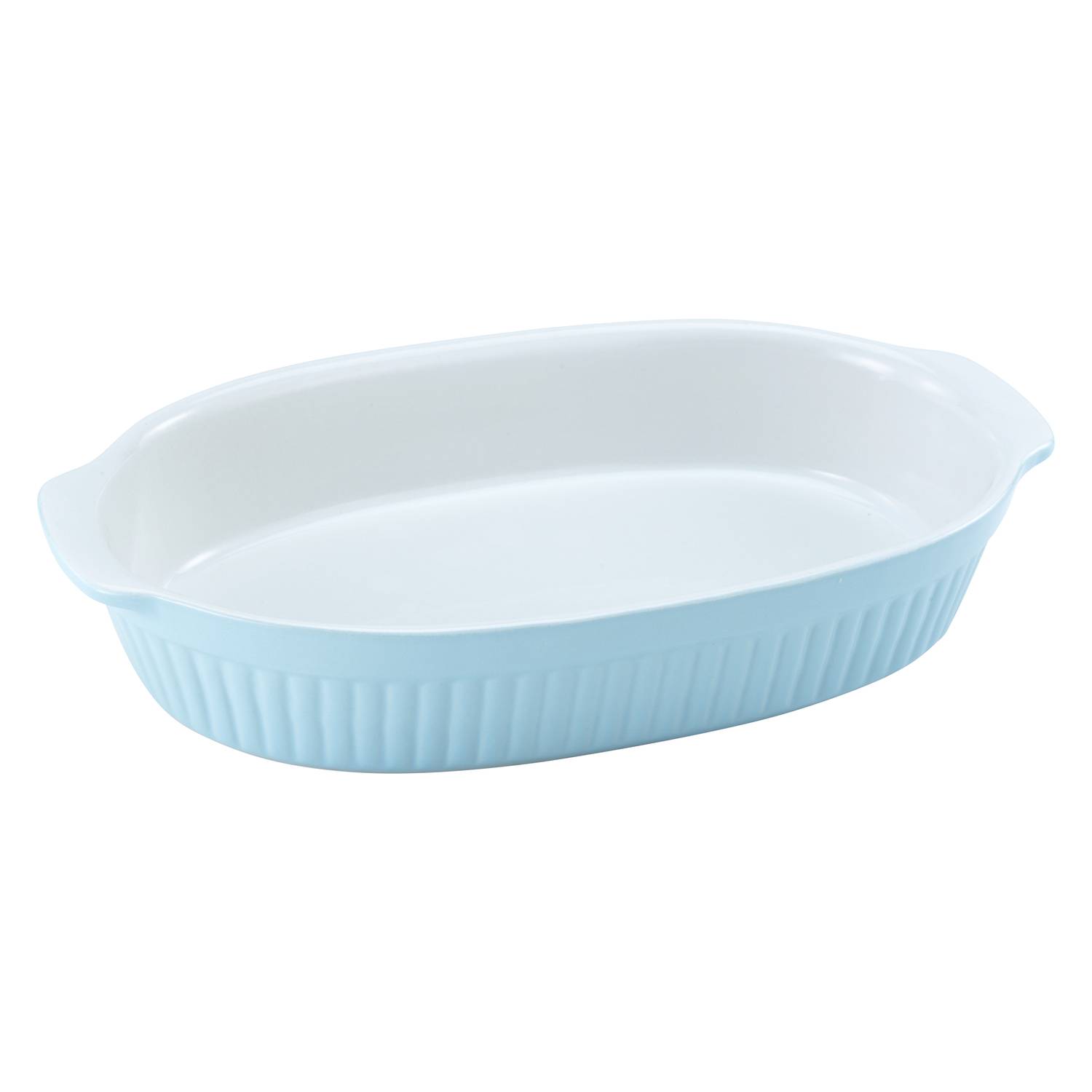 CreaTable 33054 Classic Pastell Kitchen Auflaufform oval, 33,5 x 19 x 5 cm, 1 teilig, blau/weiß
