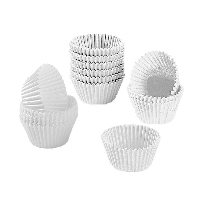Kaiser 646312 Mini-Backförmchen aus Papier, mit Rezeptheft, Ø 4,5 cm, weiß (200 Stück)