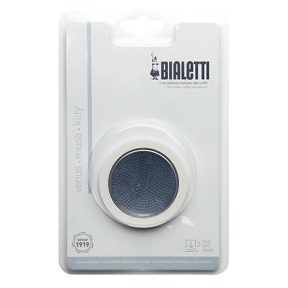 Bialetti 5370/AP Gummidichtung & Filter für Edelstahlgeräte, 4 Tassen, silber/weiß, 2-teilig (1 Set)