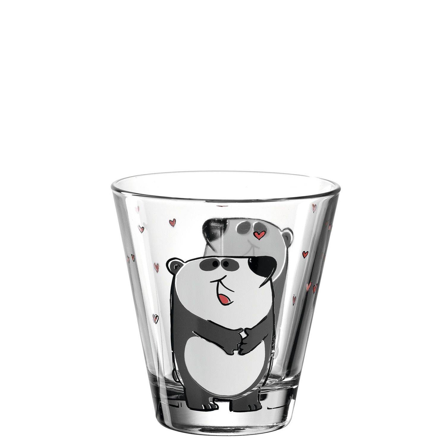 LEONARDO 017903 Bambini Panda Kinderbecher, Glas, 215 ml, kindgerechte Form, klar/mehrfarbig