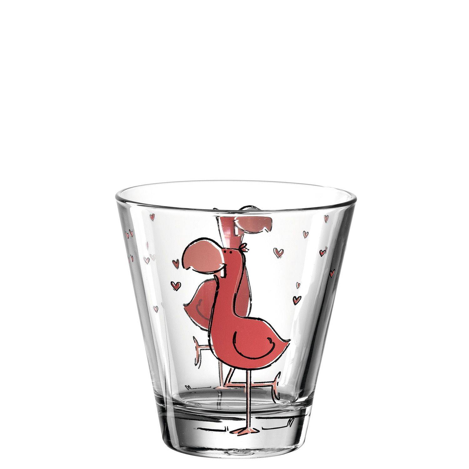 LEONARDO 017904 Bambini Flamingo Kinderbecher, Glas, 215 ml, kindgerechte Form, klar/mehrfarbig