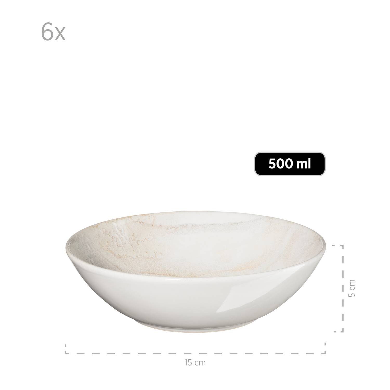 Mäser 931948 Ossia Salatschalenset WOODEN LIGHT, weiß/beige, 7-teilig (1 Set)