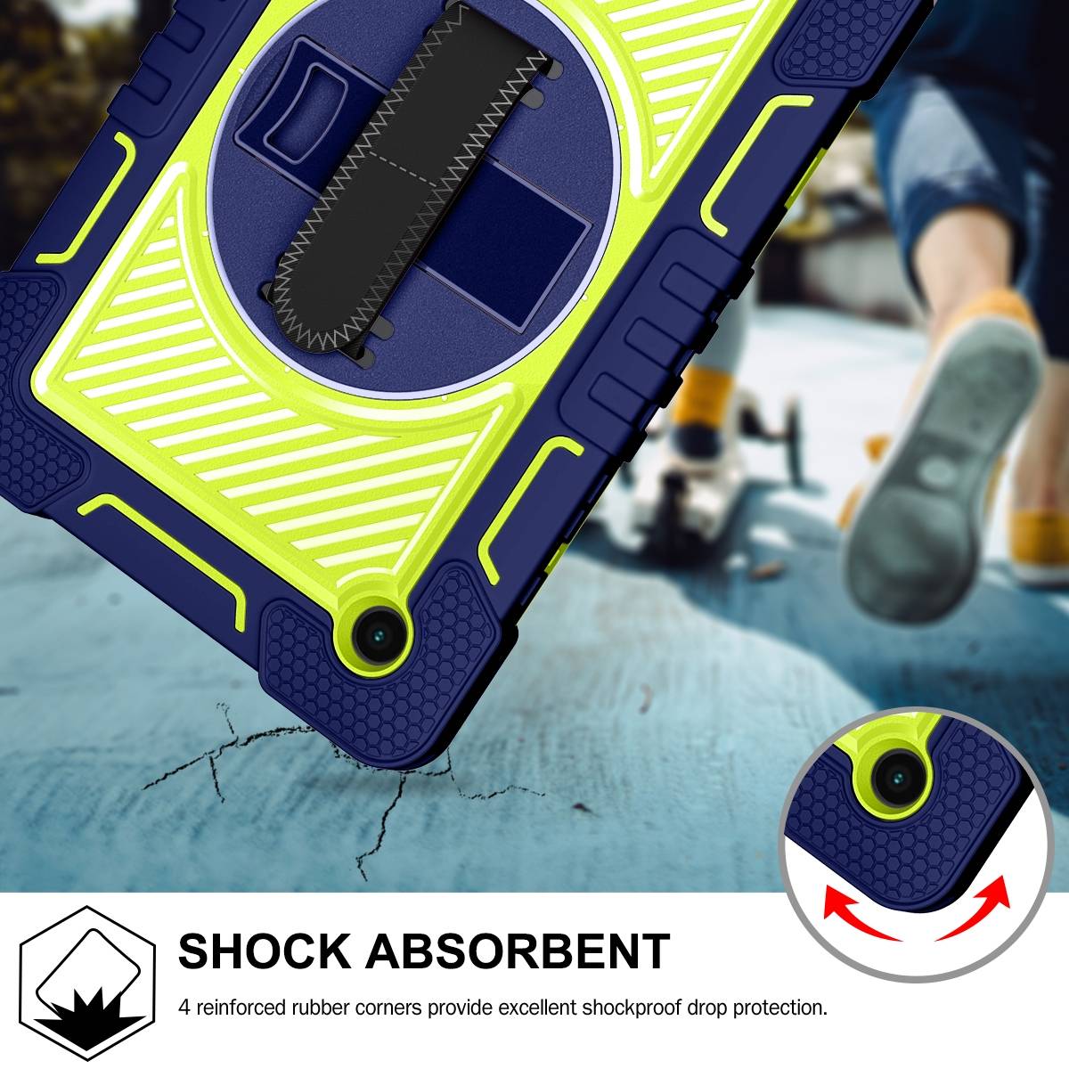 Für Samsung Galaxy Tab A8 2021 X205 X200 aufstellbare Outdoor Hybrid Blau / Grün 360 Grad mit Halte-Schlaufe Tablet Tasche Etuis Cover Case Schutz R