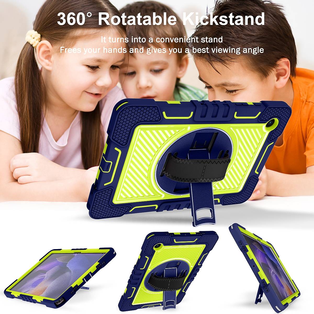 Für Samsung Galaxy Tab A8 2021 X205 X200 aufstellbare Outdoor Hybrid Blau / Grün 360 Grad mit Halte-Schlaufe Tablet Tasche Etuis Cover Case Schutz R
