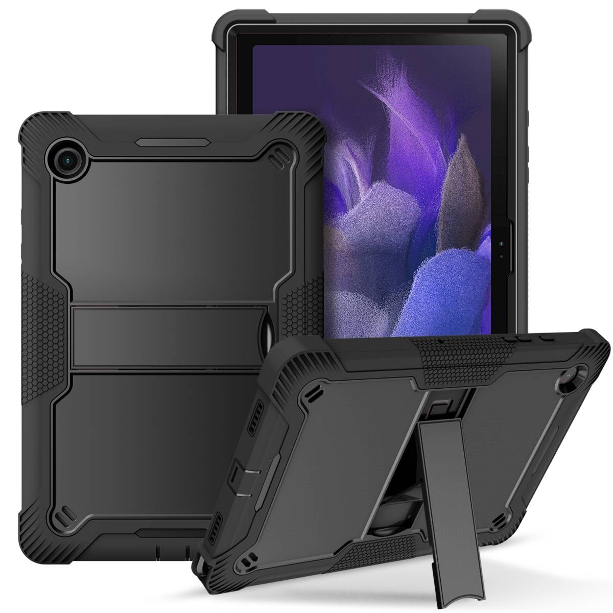 Für Samsung Galaxy Tab A8 2021 X205 X200 aufstellbare Outdoor Hybrid Schwarz Tablet Tasche Etuis Cover Case Schutz Robust Neu