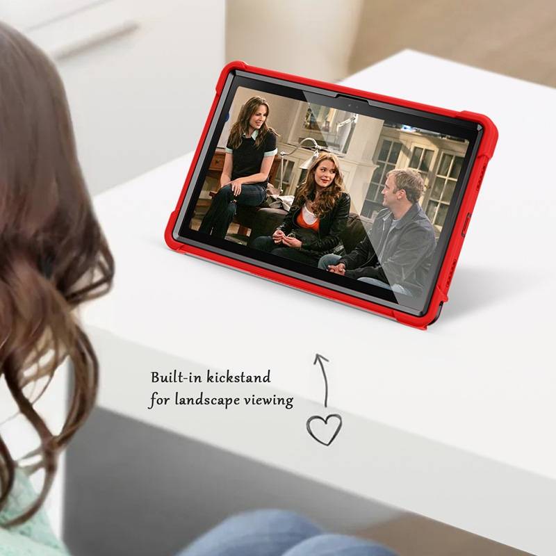 Für Samsung Galaxy Tab A8 2021 X205 X200 aufstellbare Outdoor Hybrid Rot Tablet Tasche Etuis Cover Case Schutz Robust Neu