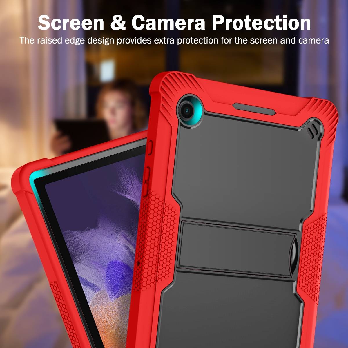 Für Samsung Galaxy Tab A8 2021 X205 X200 aufstellbare Outdoor Hybrid Rot Tablet Tasche Etuis Cover Case Schutz Robust Neu