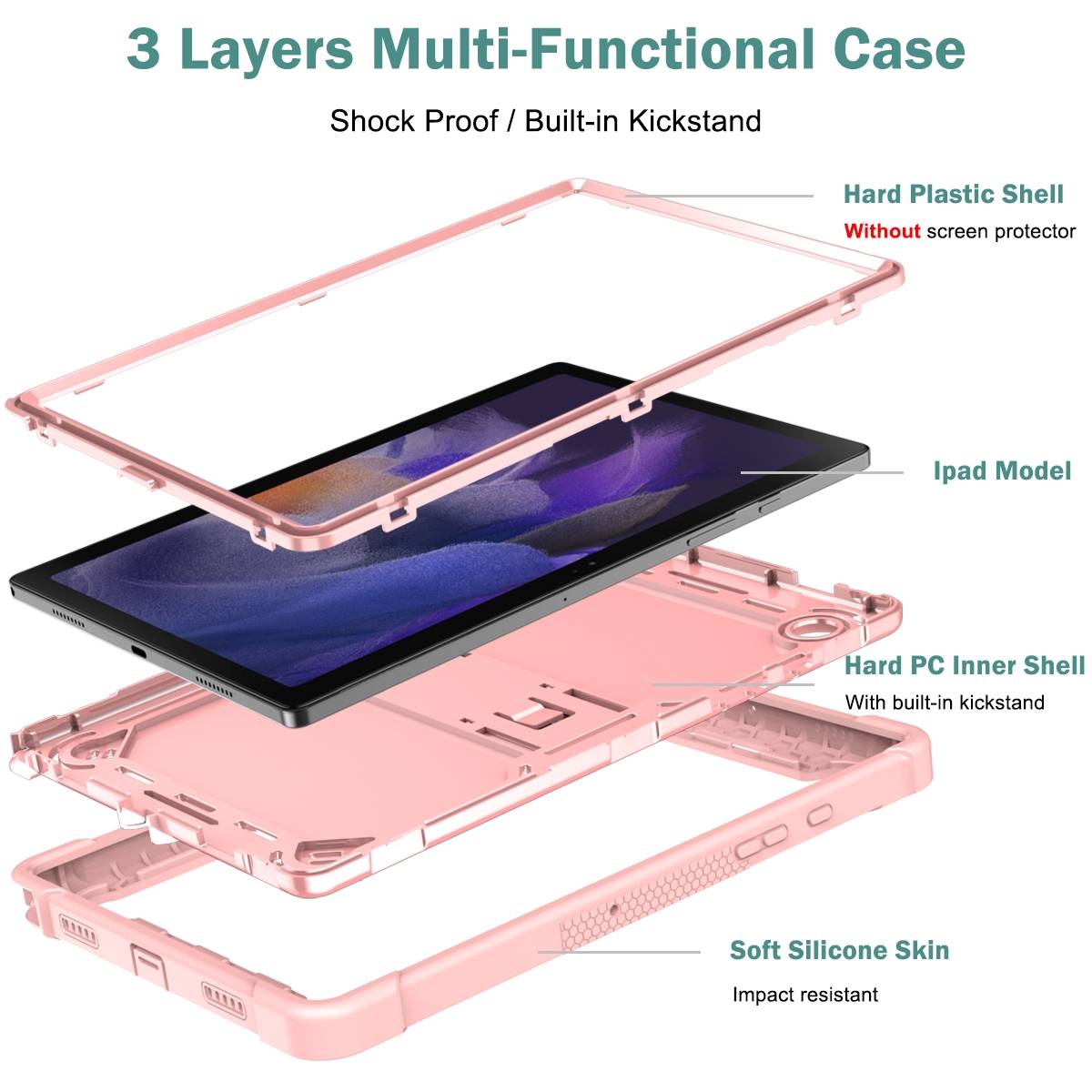 Für Samsung Galaxy Tab A8 2021 aufstellbare Outdoor Rosa Tablet Case