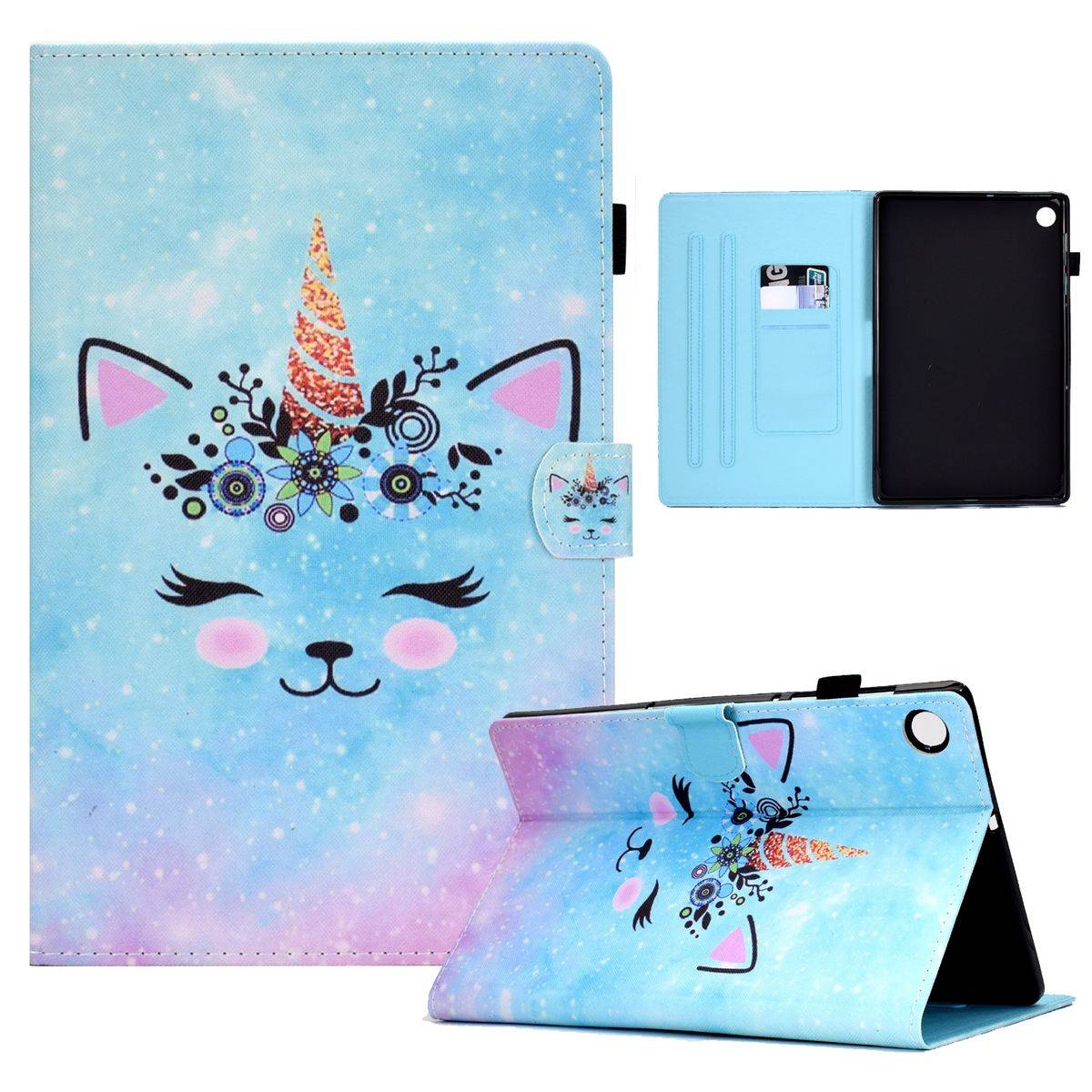 Für Samsung Galaxy Tab A8 2021 X205 X200 Design Motiv 4 Kunstleder Hülle Cover Tablet Tasche Case Neu