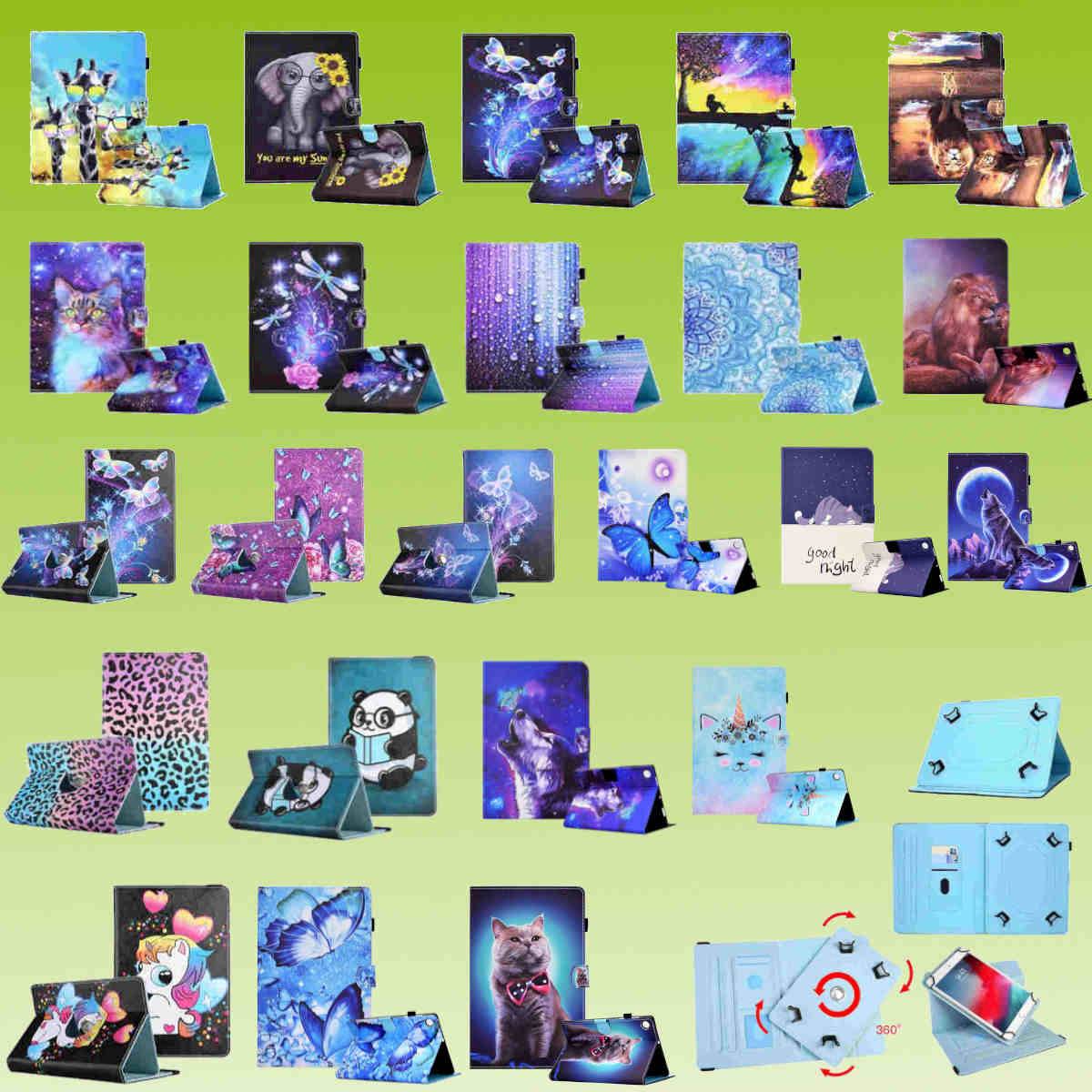 Für Tablet Universelle Motiv Muster Tasche Kunst-Leder Hülle Etuis Cover Schutz Case Zubehör