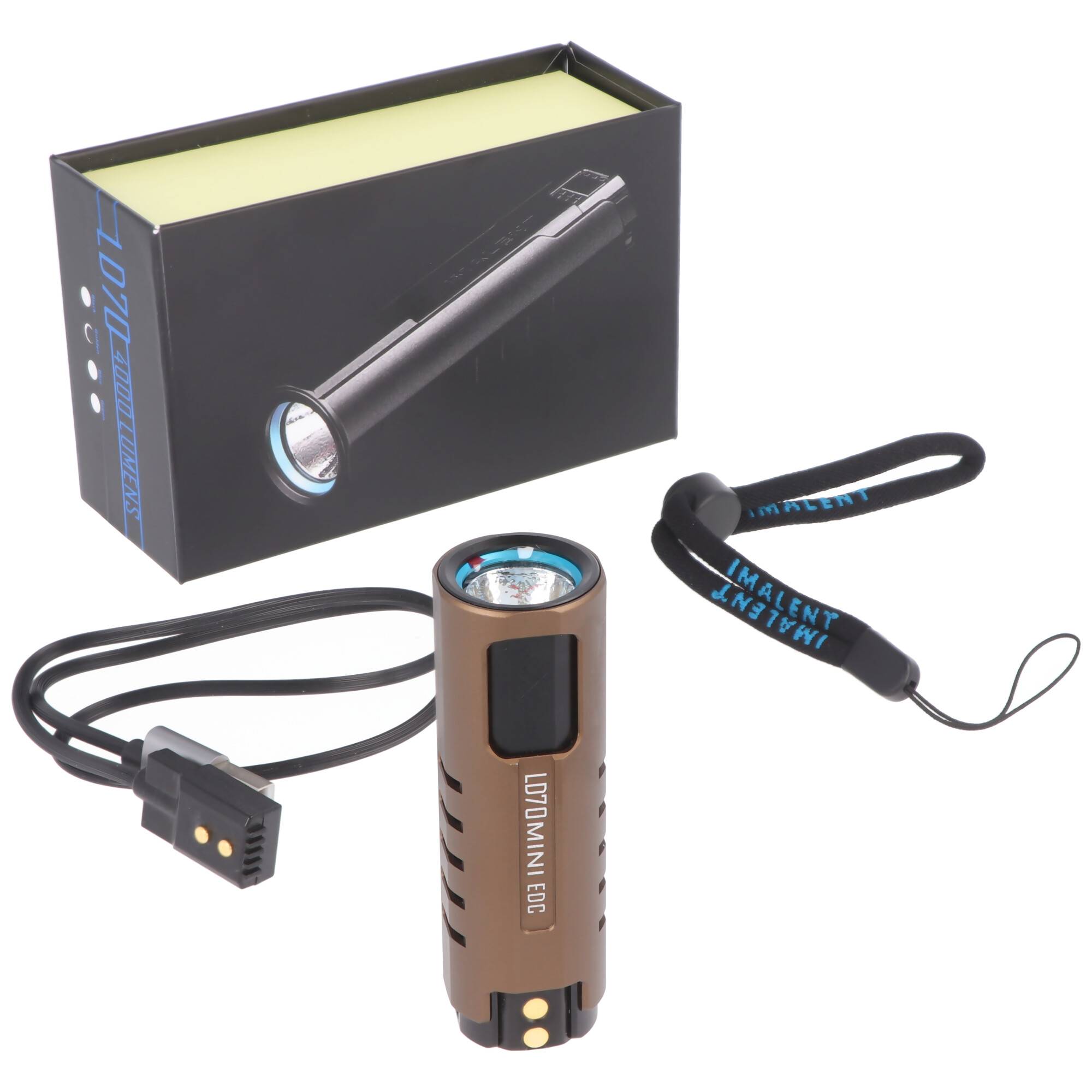 Imalent LD70 Mini EDC LED-Taschenlampe schwarz mit 4000 Lumen, Leuchtweite max. 203 Meter