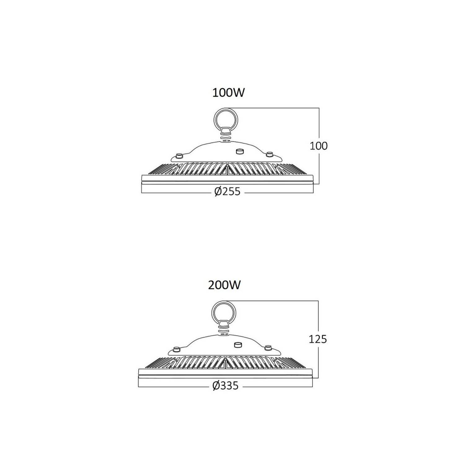 LED Hallenstrahler 100W Deckenstrahler Kaltweiß 6500K 10.000lm UFO High Bay Industriebeleuchtung, Wasserdicht IP65