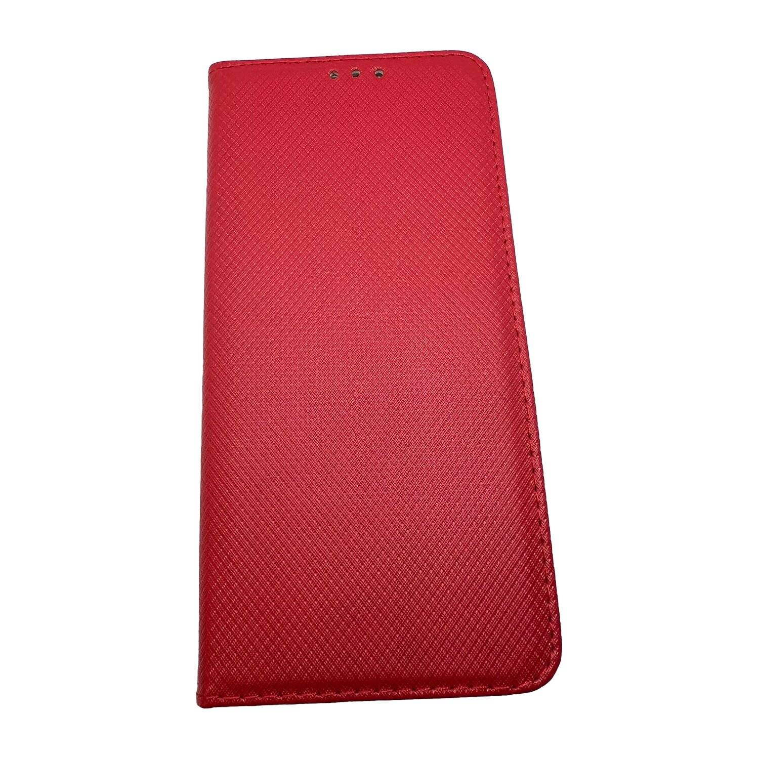 Elegante Buch-Tasche Hülle Smart Magnet kompatibel mit MOTOROLA MOTO G60 Leder Optik Wallet Book-Style Cover Rot