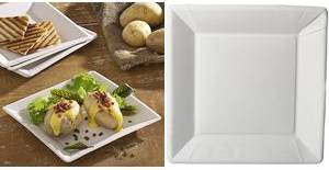 PAPSTAR Papp-Teller ''pure'' eckig, 225 x 225 x 18 mm, weiß aus 100% Frischfaserkarton, lebensmittelecht, kompostierbar