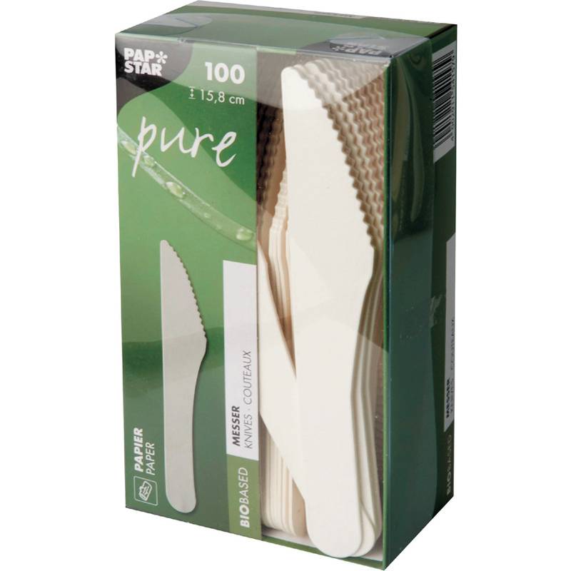 PAPSTAR Papier-Messer "pure", Länge: 158 mm, weiß, 100er