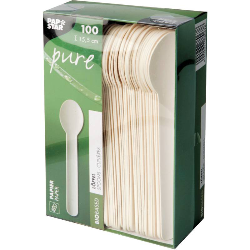 PAPSTAR Papier-Löffel "pure", Länge: 155 mm, weiß, 100er