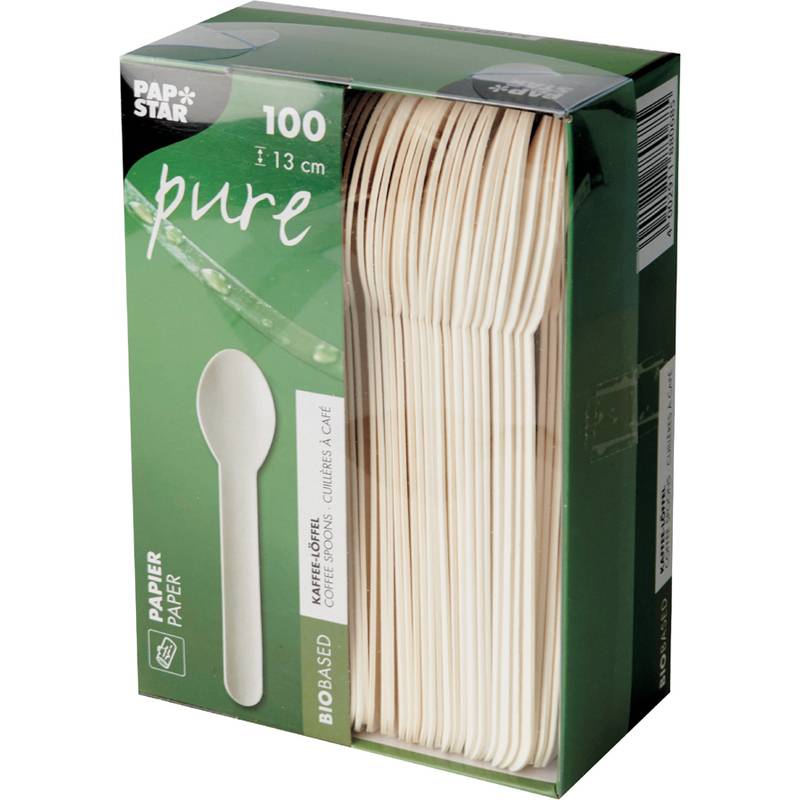 PAPSTAR Papier-Kaffeelöffel "pure", Länge: 130 mm, weiß