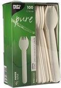 PAPSTAR Papier-Göffel ''pure'', Länge: 160 mm, weiß aus lebensmittelechtem Papier, FSC-zertifiziert, stabil,
