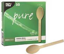 PAPSTAR Kaffeelöffel ''pure'', Länge: 110 mm, 50er aus Bambus, biologisch abbaubar und kompostierbar,