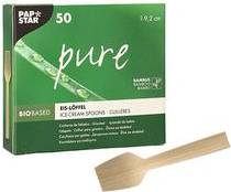 PAPSTAR Eislöffel ''pure'', Länge: 92 mm, 50er aus Bambus, biologisch abbaubar und kompostierbar,