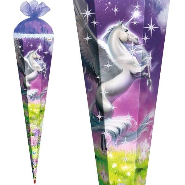 Schultüte Magic Pegasus - eckig 85 cm mit Glitter
