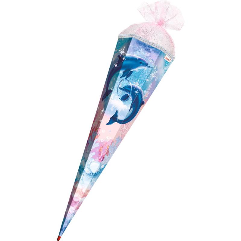 ROTH Schultüte "Delfine", eckig, 850 mm, mit Effekt