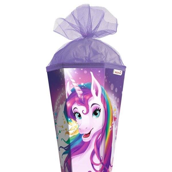 Schultüte Einhornportrait - sechseckig 85 cm