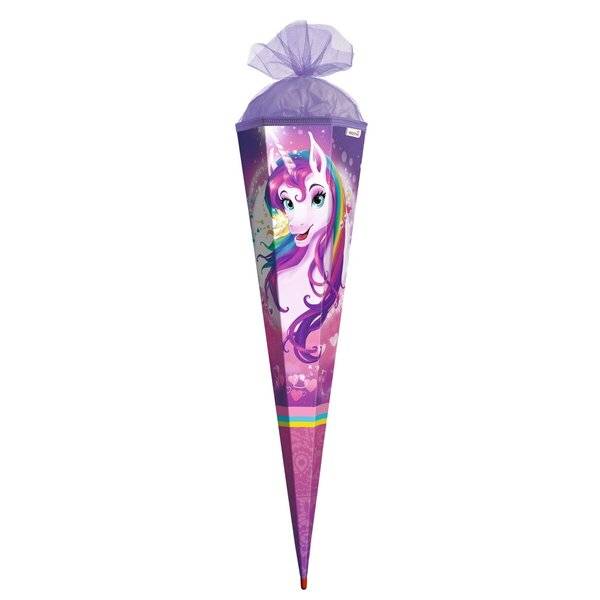 Schultüte Einhornportrait - sechseckig 85 cm