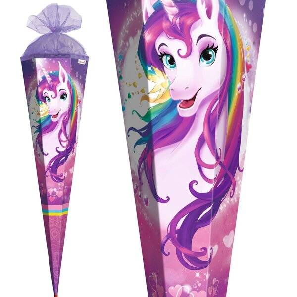 Schultüte Einhornportrait - sechseckig 85 cm