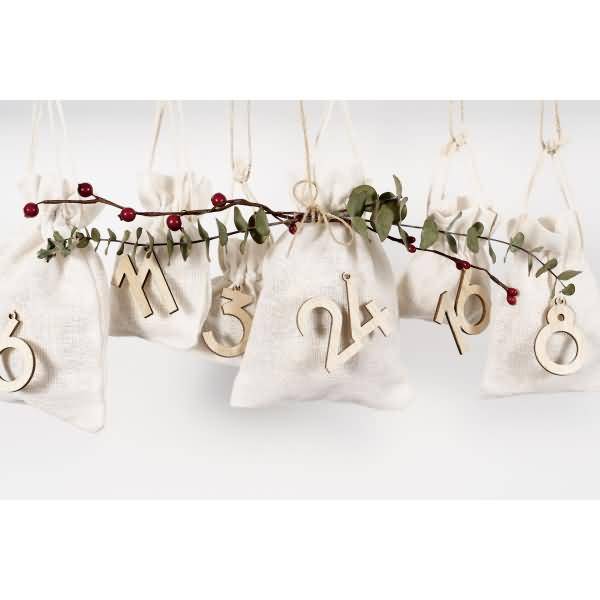 Adventskalender-Holzzahlen natur