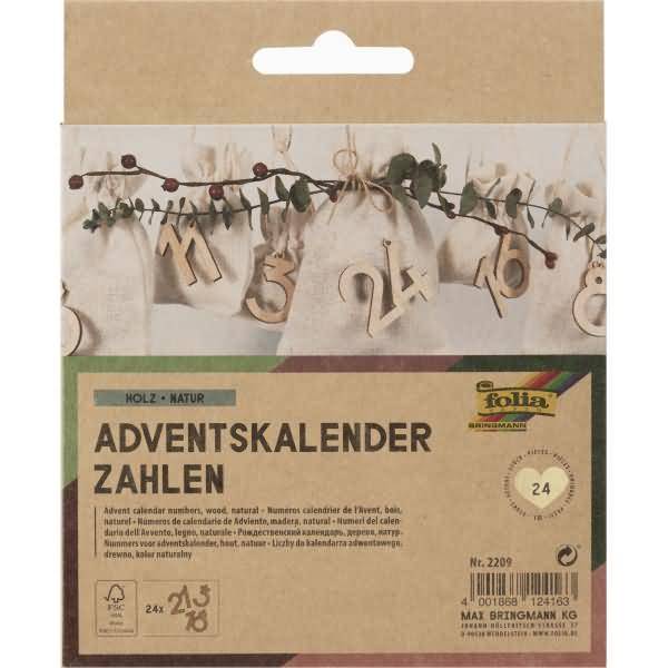 Adventskalender-Holzzahlen natur