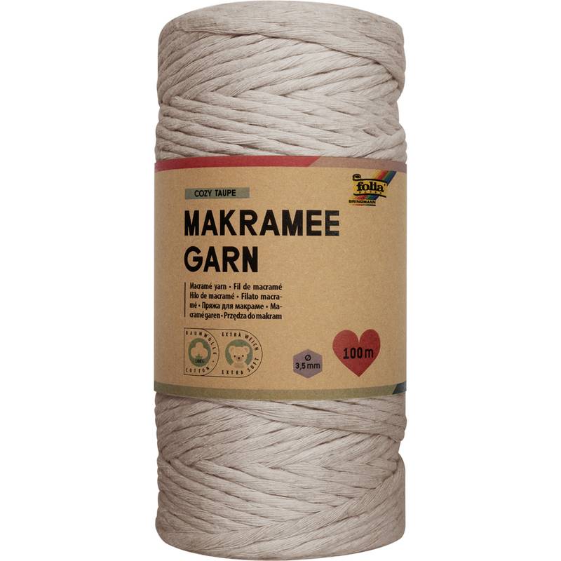 folia Makramee-Garn COZY TAUPE, Länge: 100 m