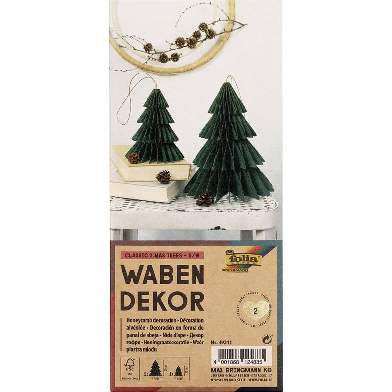 folia Wabendekor CLASSIC XMAS TREES, 2er Set, Größe: S/M