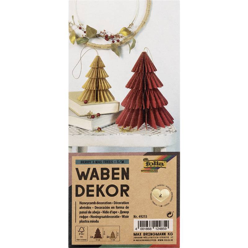 folia Wabendekor BERRY XMAS TREES, 2er Set, Größe: S/M