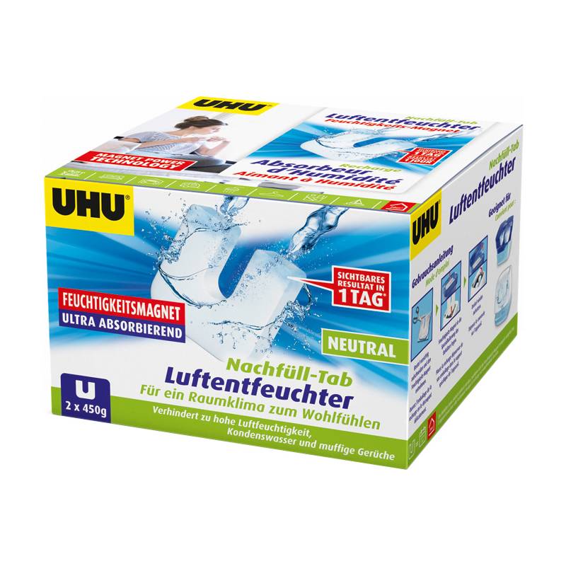 UHU Nachfülltab NEUTRAL für Feuchtigkeits-Magnet, 2 x 450 g