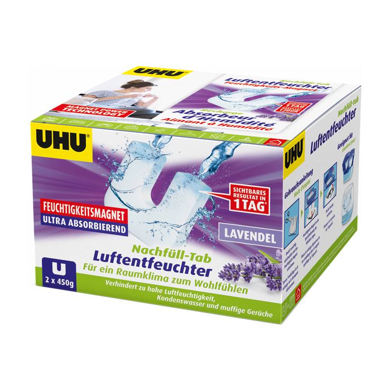 UHU Nachfülltab LAVENDEL für Feuchtigkeits-Magnet, 2 x 450 g