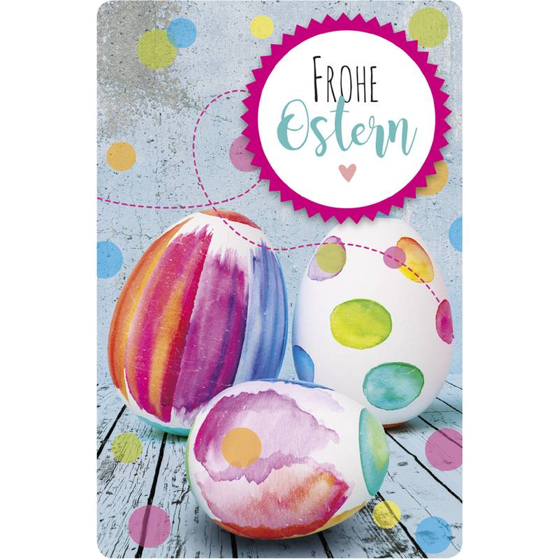 SUSY CARD Oster-Grußkarte "Bunte Eier auf Holzbrett"