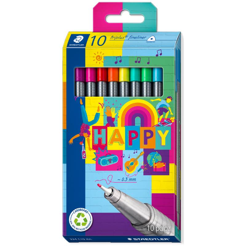 STAEDTLER Fineliner triplus HAPPY, 10er Kartonetui