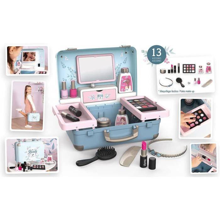 Smoby - mein Schönheitswaschtisch - Kind Schönheitskoffer - Frisur + Nagel + Make-up - 13 Zubehör