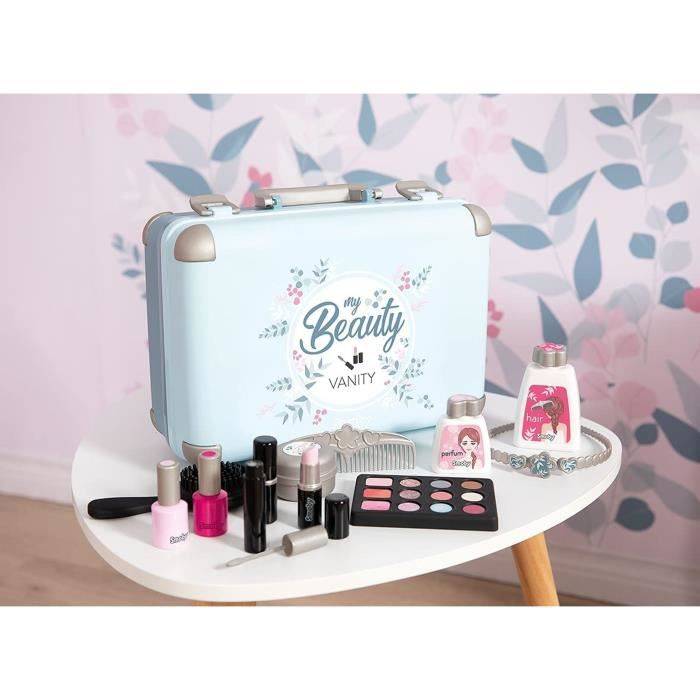 Smoby - mein Schönheitswaschtisch - Kind Schönheitskoffer - Frisur + Nagel + Make-up - 13 Zubehör