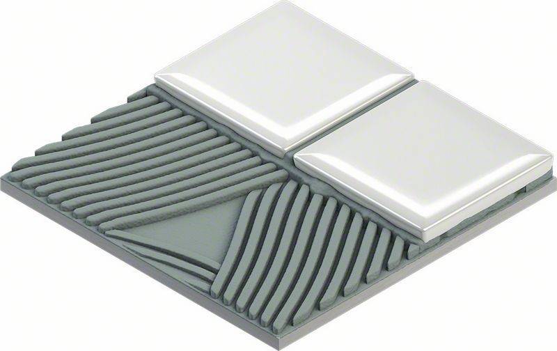 Ein 3D-Fliesendesign mit zwei glänzend weißen Quadraten und strukturierten grauen gewellten Linien dazwischen.