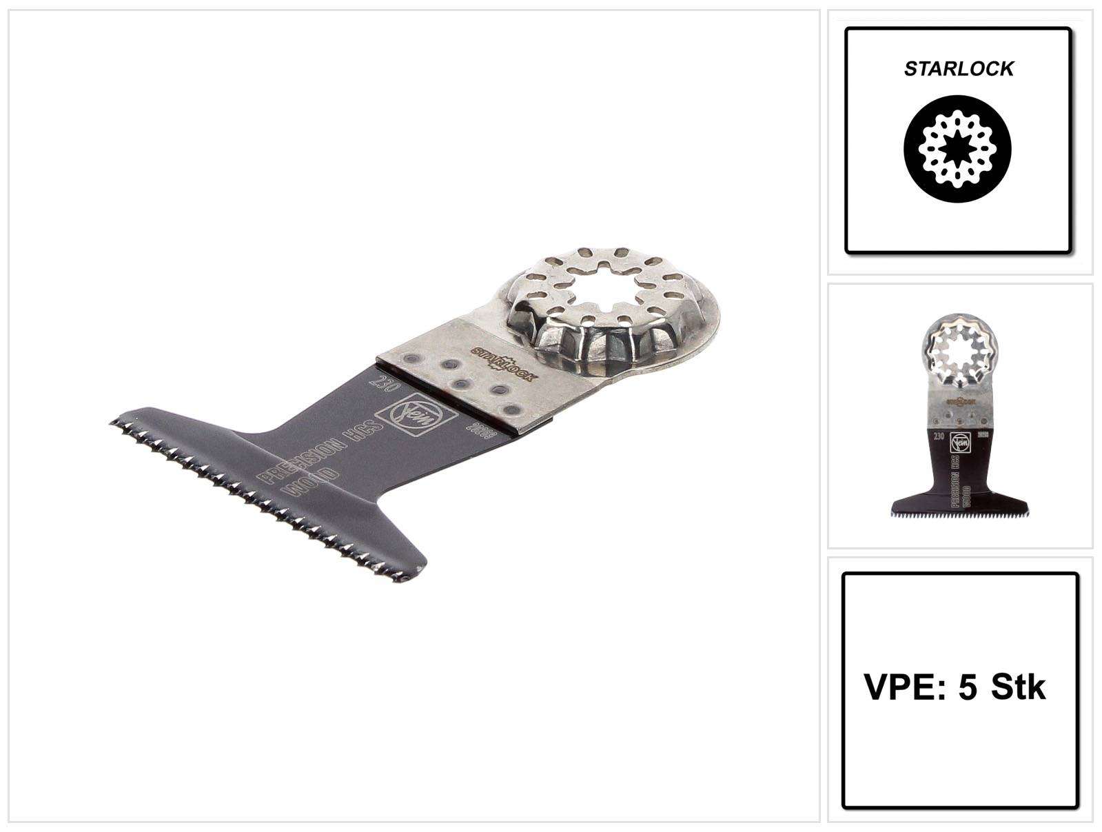 FEIN E-Cut Precision Starlock Sägeblatt 50 x 65 mm 5 Stück ( 63502230230 ) HCS-Stahl