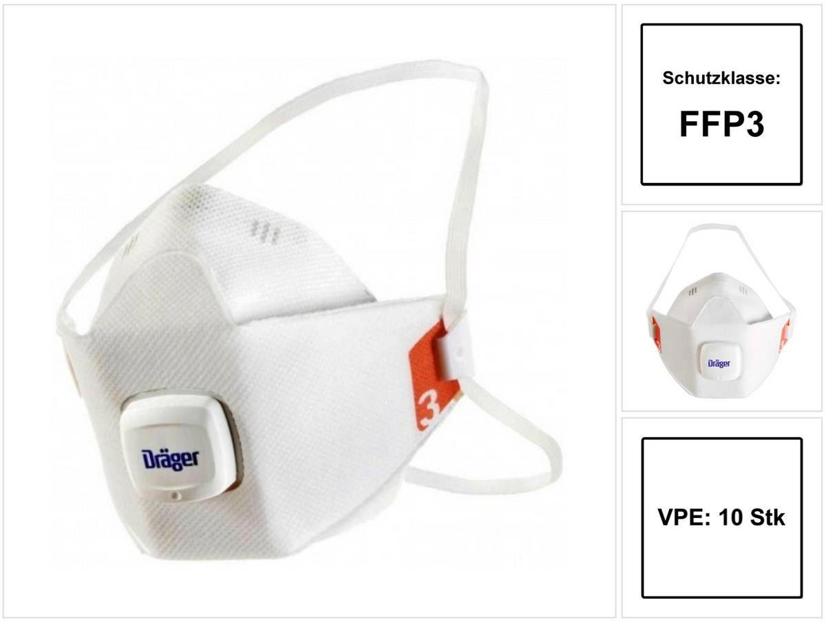 10x Dräger X-plore®1930 FFP3 Mundschutz Atemschutz mit Ventil Gr. M/L EN 149:2001 + A1:2009