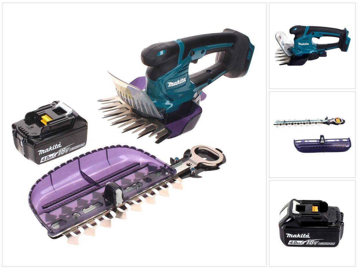 Makita DUM 604 M1X Akku Grasschere 18 V mit Gras- und Strauchscherblatt + 1x Akku 4,0 Ah - ohne Ladegerät