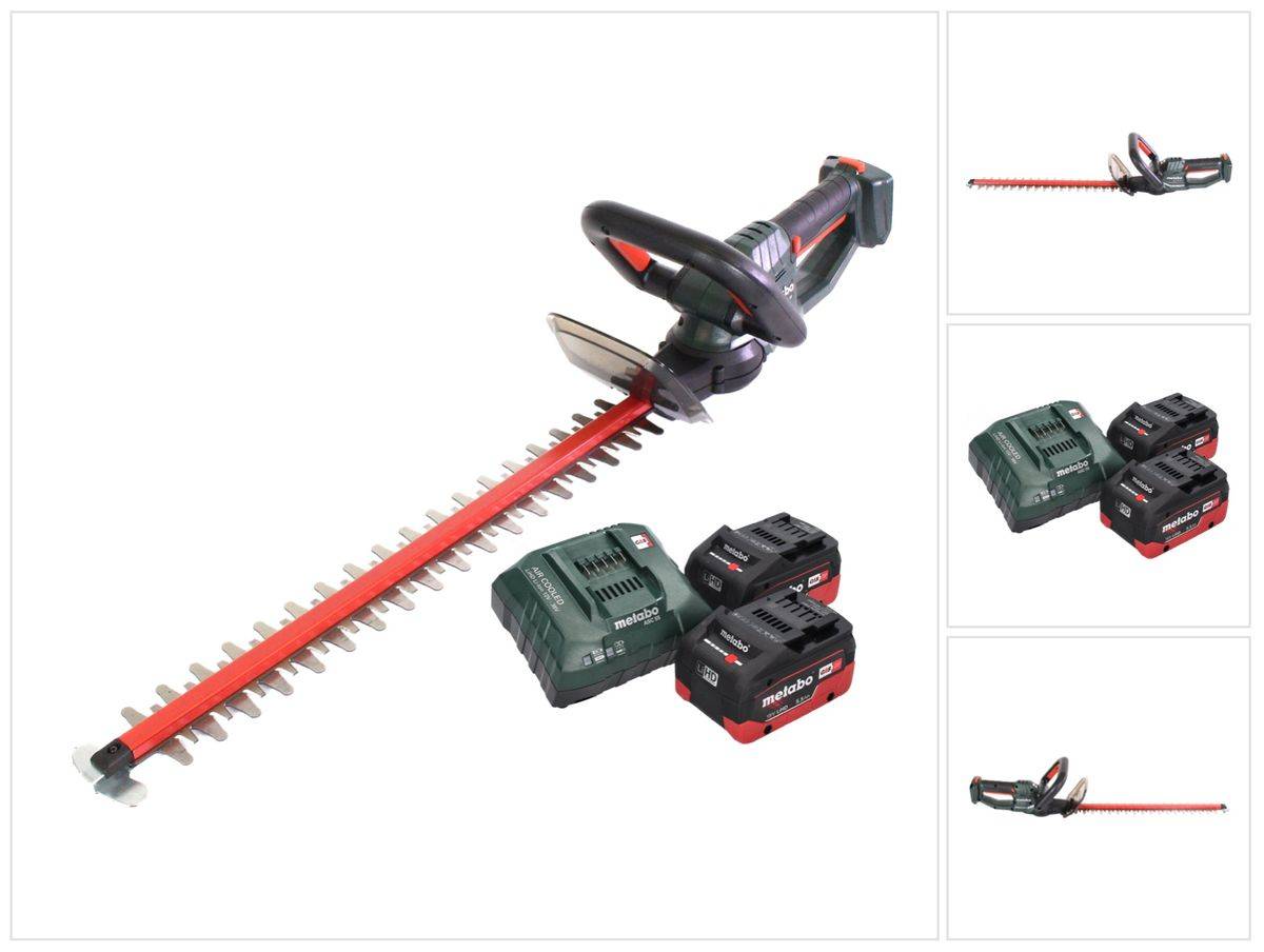 Metabo HS 18 LTX 55 Akku Heckenschere 18 V 53 cm + 2x Akku 5,5 Ah + Ladegerät