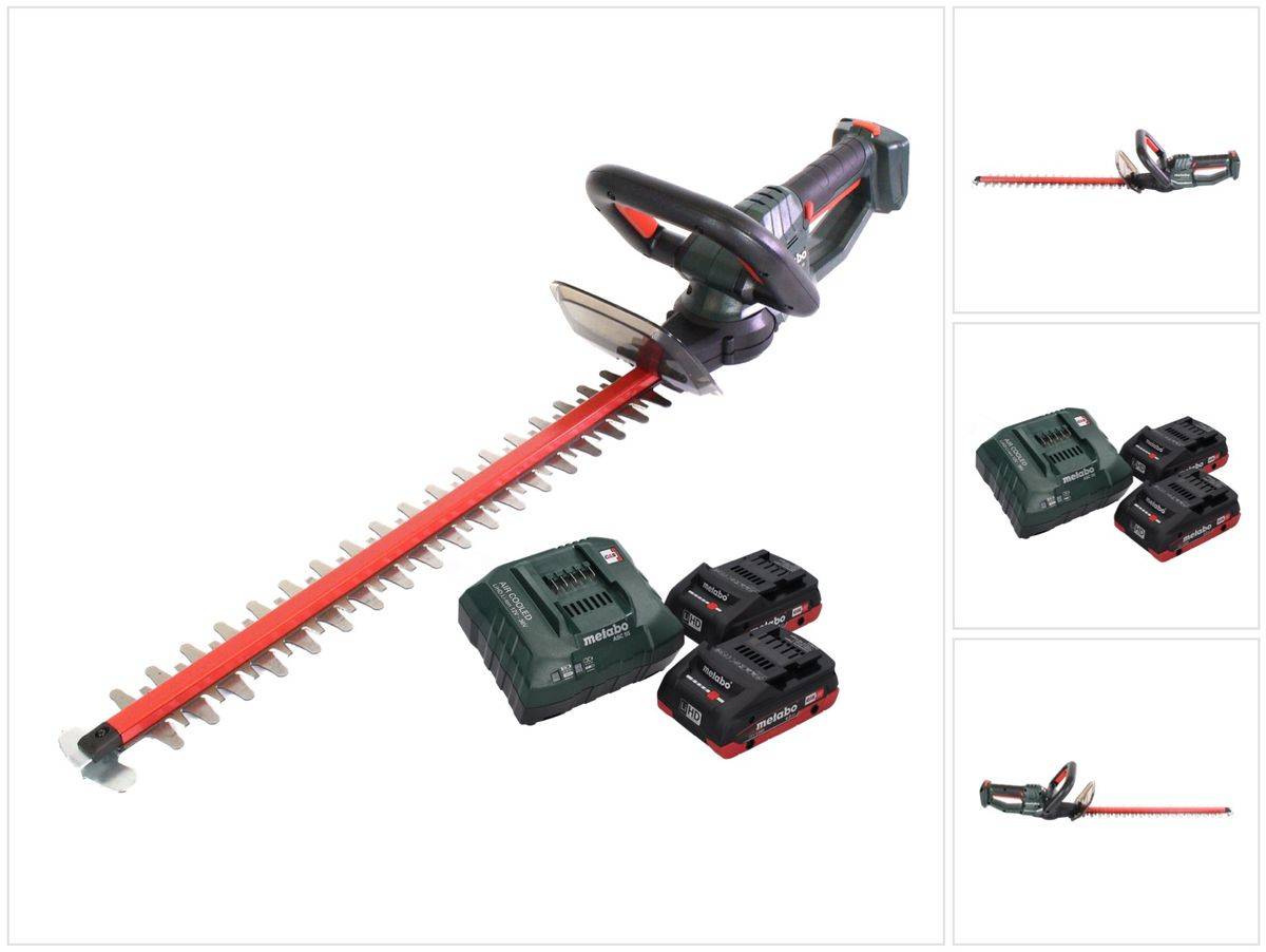 Metabo HS 18 LTX 45 Akku Heckenschere 18 V 43 cm + 2x Akku 4,0 Ah + Ladegerät