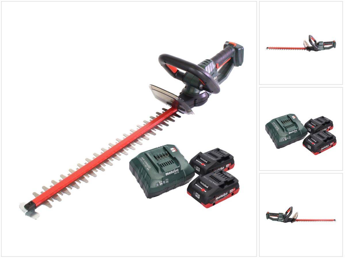 Metabo HS 18 LTX 65 Akku Heckenschere 18 V 63 cm + 2x Akku 4,0 Ah + Ladegerät