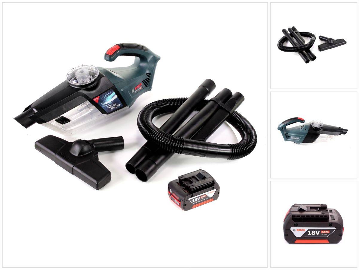 Bosch GAS 18V-1 Professional Li-Ion Akku Staubsauger Hand Sauger + 1x GBA 4,0 Ah Akku, ohne Ladegerät