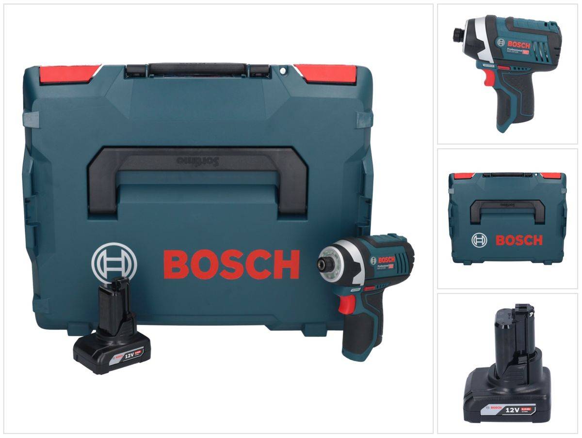 Bosch GDR 12V-105 Professional Akku Drehschlagschrauber 12 V 105 Nm 1/4" + 1x Akku 6,0 Ah + L-Boxx - ohne Ladegerät