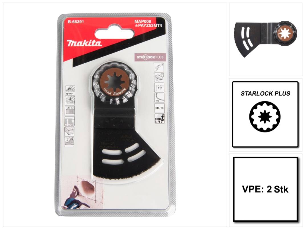 Makita MAP008 Segmentsägeblatt Starlock Plus 53 x 40 mm 2 Stk. ( 2x B-66391 )